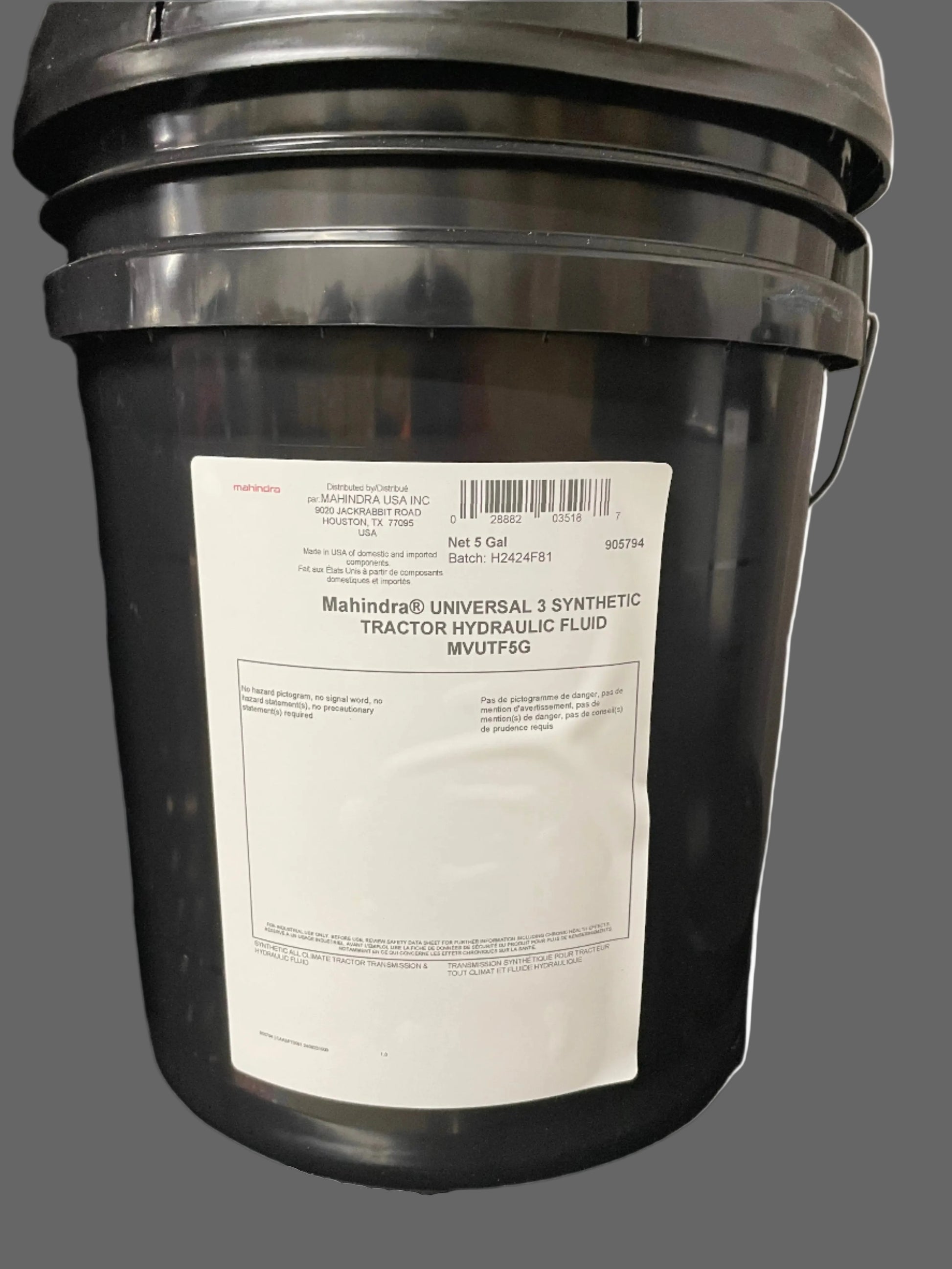 Mahindra Universal 3 Synthetic Transmission / Hydraulic MUTTO 3 Fluid 5 Gallon Pail