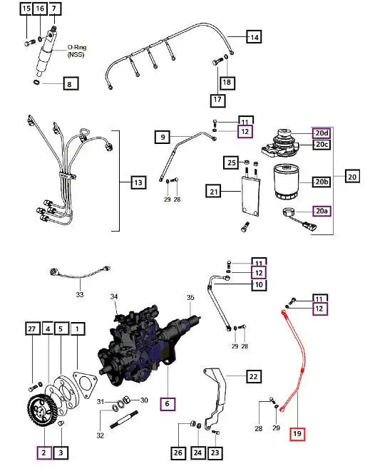 Mahindra Tractor Fuel Line - Injection Pump to Fuel Tank 006006533B1