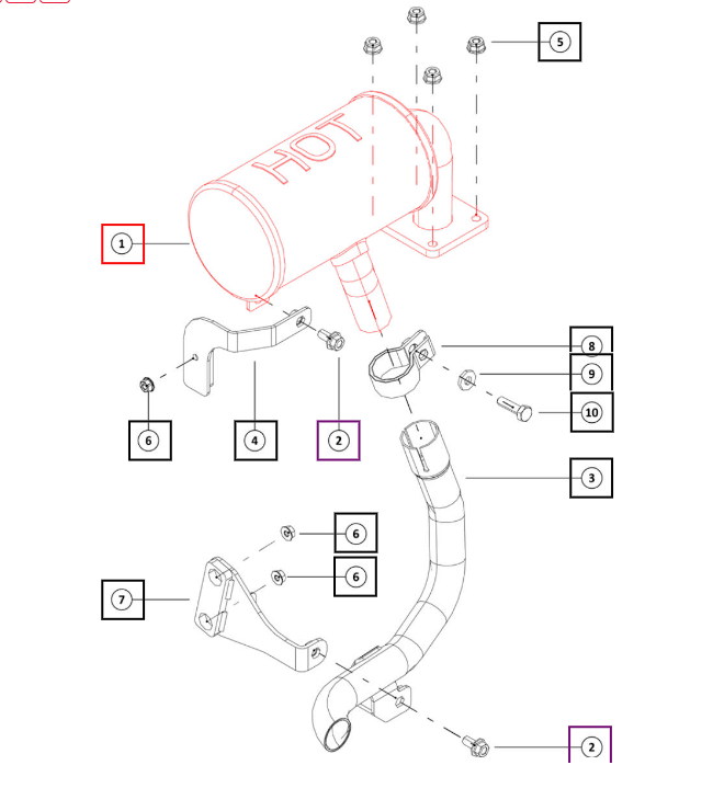 Mahindra Parts - Muffler Assembly | Part #H08024310K11