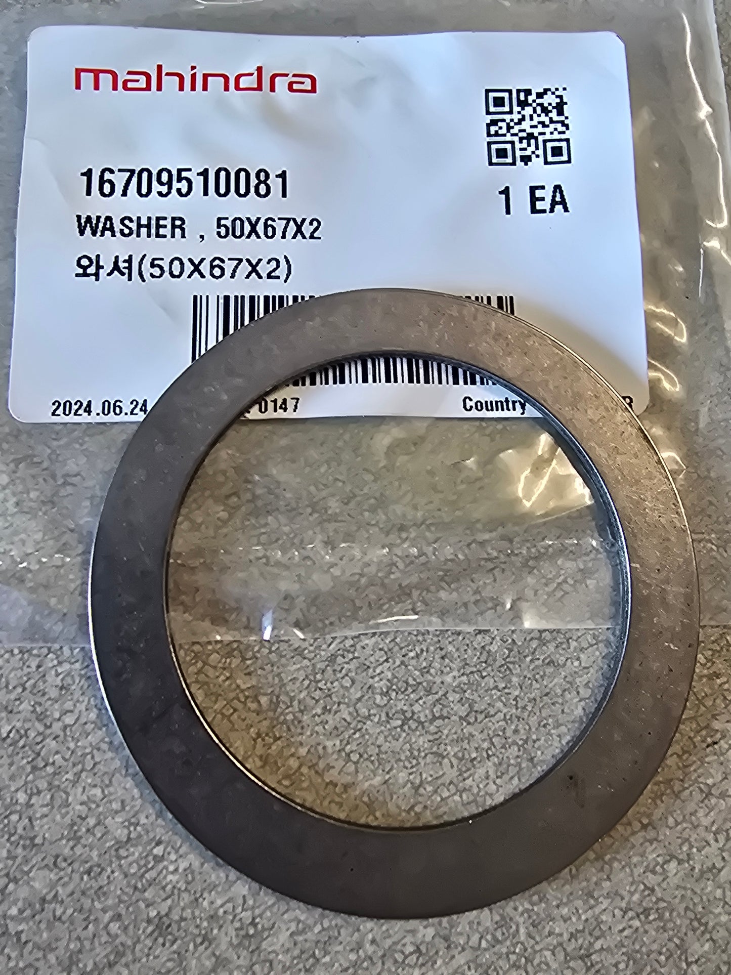 Mahindra Tractor Front Axle Hub Washer 16709510081