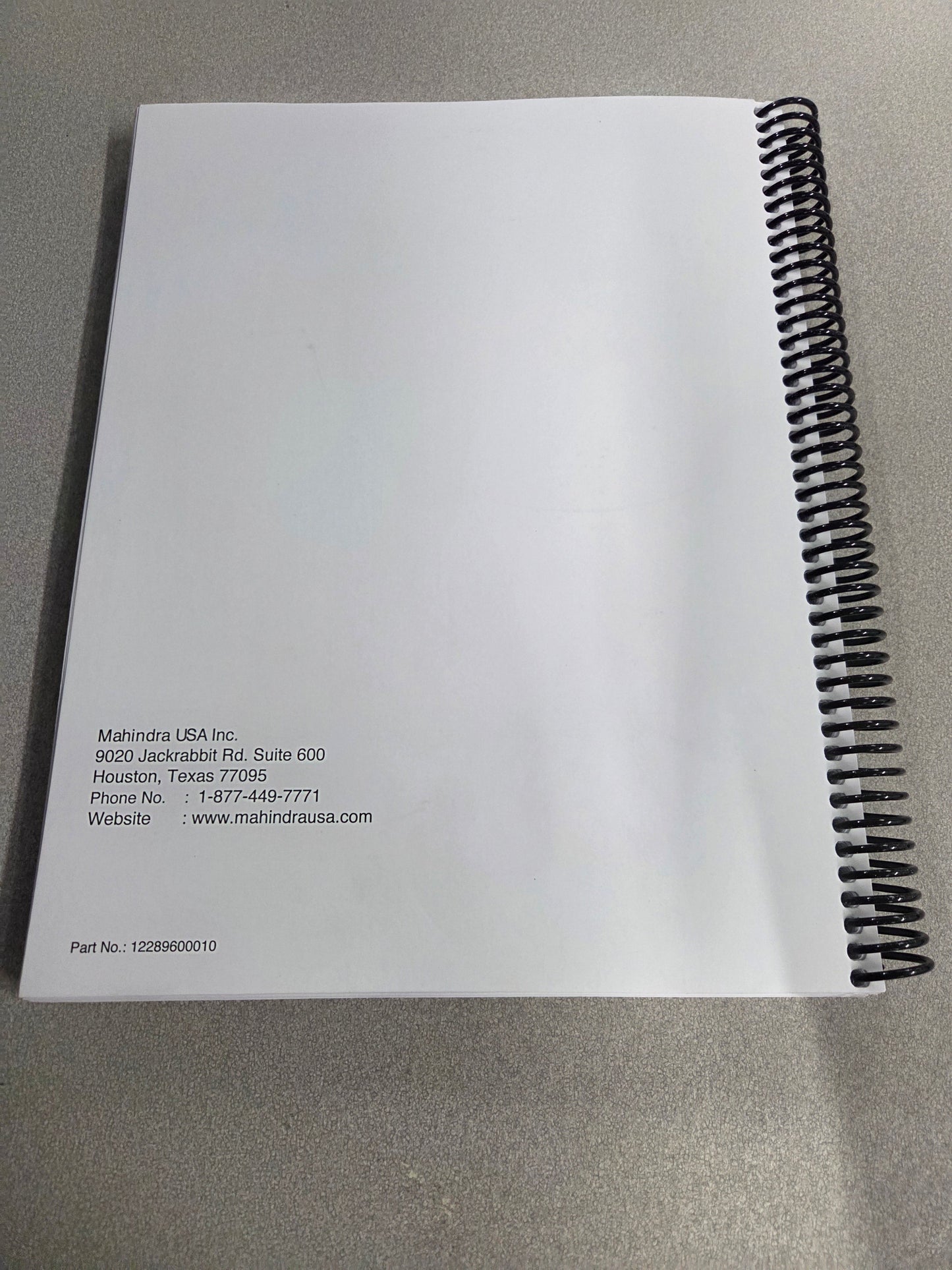 Mahindra Tractor Service Manual Physical Copy - 12289600010